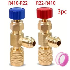 TEMU R22 냉매 충전 밸브 세트 3개, 원단 테이프 1개 포함 - R22 수나사에서 1/4'' 및 5/16'' 암나사 어댑터, 냉매 제어 밸브, 에어컨 매니폴드용 안전 HVAC 유량 제어 볼 밸브