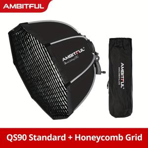 TEMU AMBITFUL S90 S65 사진 촬영 빠른 해제 접이식 팔각형 카메라 플래시 라이트 그리드 소프트박스 브래킷 마운트 핸들 소프트박스 Godox TT520II V860III용 (조명 미포함)