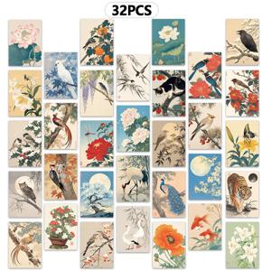 TEMU 32개, 생일 및 기념일에 대한 일본식 일러스트 포스카드, 거실 장식 스티커 & 침실 데칼, 테마 문구/장식/인사 카드, 두꺼운 카드지, 고화질 인쇄, 선물 컬렉션, 예술적 기념품, 수집 가능한 벽 예술