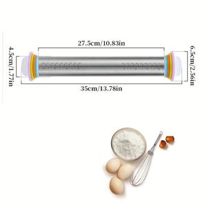 TEMU 1개 스테인리스 스틸 롤링핀, 13.77인치 두께 조절 롤링핀 (두께 조절 링 포함). 베이킹 반죽, 피자, 페이스트리, 파스타, 소바 빵, 베이글, 토스트 제작에 사용됩니다. 할로윈, 크리스마스 휴일 용품입니다.