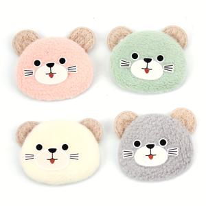 TEMU 12개 4Cm 수제 귀여운 봉제 곰돌이 아플리케 머리 장식 헤어 클립 장식 패브릭 재봉 공예 의류 패치 추가