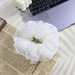 TEMU 한국식 화이트 레이스 헤어 타이 헤어밴드, 이른 봄 신상품, 여성을 위한 우아한 대형 루프 헤어밴드, 스위트 프렌치 스타일 번 헤어 액세서리