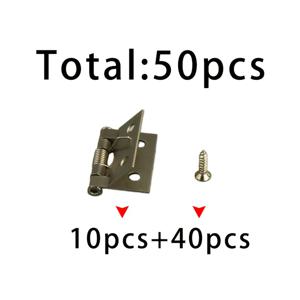은색 스프링 경첩 10개 + 2.5x10 은색 나사 40개, 총 50개, 캐비닛 도어용 자동 잠금 스프링 경첩, 보석함/나무 상자/소형 캐비닛 도어용 범용 액세서리