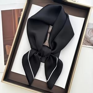 TEMU 여성용 우아한 블랙 스퀘어 스카프 - 70x70cm | 통기성 좋고 장식적, 캐주얼한 날에 완벽, 스타일리시한 헤어밴드 또는 넥 랩, 다용도 패션 액세서리 | 시크한 헤어 밴드 |, 스타일, 프린트 디자인, 가벼움