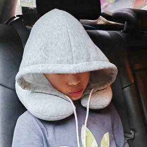 TEMU 여행용 베개 1개, 입자형 후드 U자형 베개, 다기능 목 베개, 비행기 낮잠용 후드 목 베개
