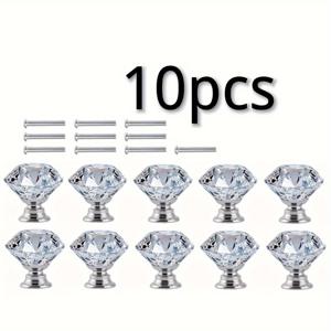 TEMU 10개 유리 캐비닛 도어 핸들, 3mm 모양 하단 실버 광택 알루미늄 캐비닛 도어 핸들, 거실 및 식당 가구용, 간편하고 스타일리시한 노브 핸들, 가구 도어 하드웨어