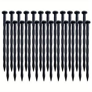 30개 튼튼한 20cm 검정 플라스틱 및 PE 정원 말뚝, 조경 테두리, 잔디 테두리, 마당 지지대