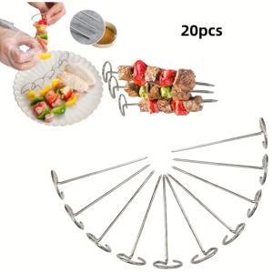 TEMU 20개 BBQ 수직 꼬치 스틱 스테인리스 스틸 바베큐 그릴 꼬치, 에어프라이어용 스테인리스 스틸 꼬치 스탠드 에어프라이어 그릴 추가