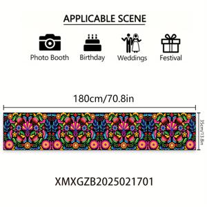 1개, 멕시칸 플로럴 테이블보, 크기 180Cm * 35Cm/ in * 13.8 in, 홈 데코, 멕시칸 테마 파티 및 식사 및 주방용 폴리에스터 테이블 커버에 이상적