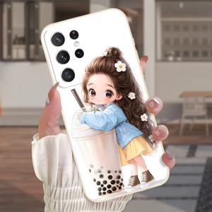 TEMU 갤럭시 S25 S24 S23 S21 FE S22 플러스 울트라 화이트 소프트 쉘 패션 커플 개성 선물용 모바일 폰 케이스 - EE0437