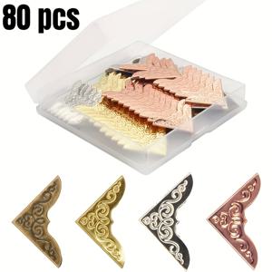 80개 금속 북 코너 프로텍터, 소형 코너 프로텍터, 스크랩북 앨범 다이어리용, 철제 코너 장식, 골드, 실버, , 구리, DIY 공예, 다이어리, 포토앨범, 메뉴 및 폴더용