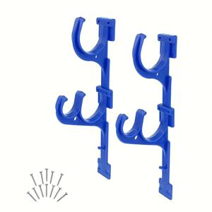 TEMU 스크류형 텔레스코픽 후크가 있는 PVC 야외 폴 행거 2개, 수영장 폴, 네트 브러시, 정원 호스용으로 설계되었습니다. - 내구성이 뛰어난 플라스틱으로 제작되었습니다.