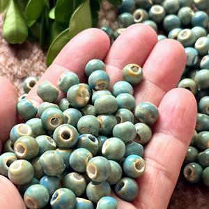 TEMU DIY 목걸이 팔찌 귀걸이 반지용 빈티지 8mm 대형 구멍 세라믹 비즈 100개 세트 - 수제 주얼리 액세서리 제작 재료