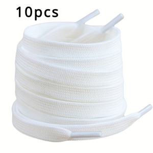 TEMU 10개 클래식 신발끈, 흰색 이중 레이어 신발끈, 길이 120cm, 내구성이 좋고 편안함, 운동화 및 캐주얼화 착용에 적합