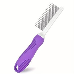 TEMU 2-In-1 애완동물 빗 - 강아지, 고양이를 위한 스테인리스 스틸 엉킴 제거 및 털 제거 도구, 긴 치발기 및 짧은 치발기 디자인, 안전한 엉킴 제거 및 건강 관리