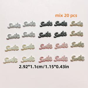 TEMU 20개 혼합 실버 골드 베이지 스마일 레터 인조 럭셔리 Y2K 장식 휴대폰 케이스 수제 헤어핀 보관함 메이크업 거울 액세서리 DIY 공예용 귀여운 쿨한 데코 아이템