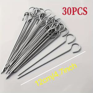 12cm 길이, 오븐용 꼬치 20개/30개입 팩, 고기를 안전하게 걸고 오븐에서 사용할 수 있는 스테인리스 스틸 바비큐 꼬치. 야외 고기 꼬치구이에 적합하며 균일한 조리를 보장합니다. 그릴링, 베이킹, 튀김에 이상적입니다. 그릴 후크 홀더 포함, 고품질 구조, 홈 셰프를 위해 설계됨