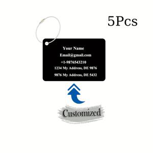 비행기 디자인 맞춤형 이름/주소/전화번호/이메일 알루미늄 태그 5개입 또는 10개입, 스테인리스 스틸 링 포함, 여행 가방 및 여행용 식별용, , 스타일, 견고한 구조, 휴가 필수품
