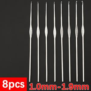 TEMU 은색 수제 초극세사 코바늘 8개 세트, DIY 뜨개질 도구, 레이스 꽃 컵받침용, 인형 니트 코바늘, 금속 단단 극세사 코바늘