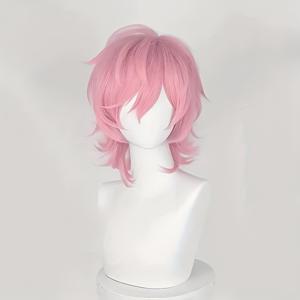 TEMU 핑크색 남성용 코스튬 가발, 레이어드 앞머리와 늑대꼬리 숏 헤어 스타일, 데일리 데이트, 휴일, 파티, 이벤트용, 풀 헤드 모양 코스튬 가발