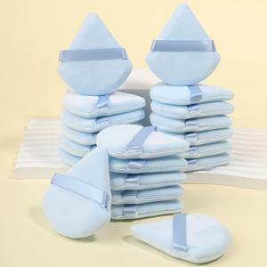 TEMU 21개 삼각 루스 파우더 메이크업 스펀지 세팅 파우더 콤팩트 및 재사용 가능한 부드러운 벨벳 화장품 도구 얼굴 바디 루스 파우더 드라이 메이크업 도구 여성용 세팅