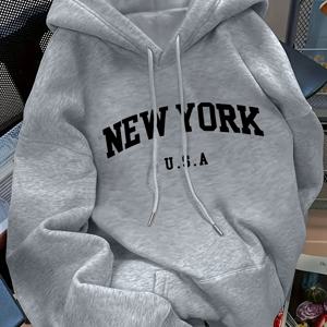 TEMU 가을 겨울용 레터 프린트 후드 스웨트셔츠, 여성 의류