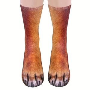 TEMU 태비, 턱시도, 브리티쉬 ショート헤어 새끼 고양이/강아지 발바닥 프린트가 있는 동물 발바닥 패턴 양말 1켤레, 3D 프린팅 양말, 편안하고 통기성 좋은 재미있는 양말, 테마 파티, 야외 스포츠 복장, 일상복, 가장 무도회에 적합, 남녀공용, 프리사이즈, 할로윈용