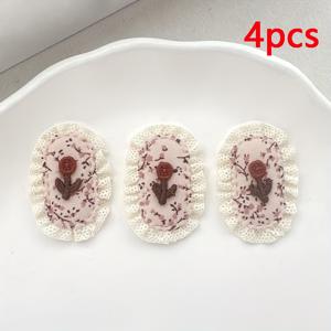 TEMU 레이스 자수 꽃 패치 4개 세트, 꽃무늬 타원형 패브릭 패치, 패치 아플리케 장식, 코사지 패브릭 패치, DIY 재봉 및 장식용. 의류, 모자 장식 재료, 머리핀 주얼리 장식 재료, 자수 패치 스티커, 의류 액세서리 장식에 적합. 크기: 4.7cm X 3.3cm / 1.85인치 X 1.3인치