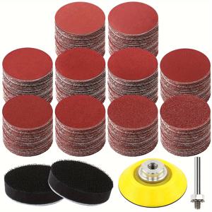 TEMU 304개 2인치 샌딩 디스크 키트 사포 50mm 60-2000방, 백킹 플레이트 핸들 및 소프트 폼 버퍼 패드 포함, 드릴 샌딩 그라인더 로터리 툴에 적합