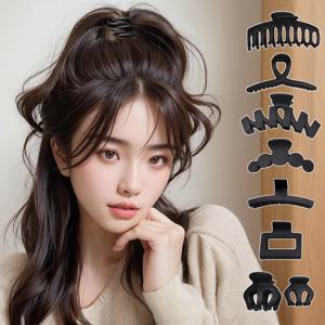 TEMU 8pc 대용량 블랙 집게핀 세트, 소형 중형 대형 헤어핀, 올림머리 반묶음 머리핀, 헤어 클립 악세사리, 집게삔, 머리집게