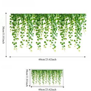 TEMU 2D 평면, 창의적인 녹색 식물 덩굴 이미지 2D 평면 유리 스티커, 가게 유리 표면 분위기 리모델링 장식 스티커, 2D 평면