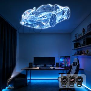 TEMU 슈퍼카 프로젝션 무드등, USB 전원 LED 앰비언트 라이트, 장식용 방 무드등, 침실, 거실 및 게임방 장식에 적합