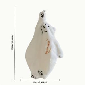 TEMU 1개, 매력적인 북극곰 핸드 타월, 흰색 북극곰 디자인 행잉 손수건, 손과 식기 건조를 위한 뛰어난 흡수력의 플러시 핸드 타월, 주방 욕실 장식에 적합