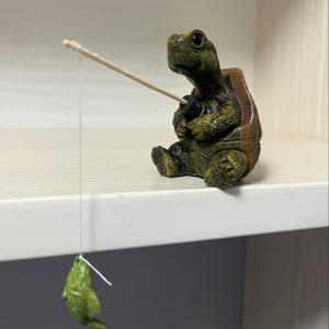 1개 레진 거북이 낚시 장식품, 거북이 낚시, 수족관 장식, 빈티지 장식, 유니크 장식, 수집용 데스크탑 조각상