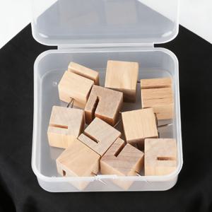 TEMU 11개 세트 - 카드 슬롯이 있는 나무 푸시 핀 10개 + 보관 상자 1개, 나무 I자형 못, 창의적인 못, 미술 고정 바늘 - 가정 장식, 엽서 보관, 파티 장식, 수공예 제작에 적합