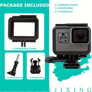 TEMU Gopro /6/5/(2018) 블랙 액션 카메라용 하우징 프레임, 베이스 및 나사 포함 보호 케이스 (블랙) - 충격 방지 ABS+TPU 하우징 - 디렉트 충전 액세스 (사이클링/스키/블로그)