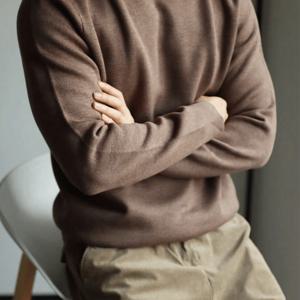 TEMU 남성용 캐주얼 단색 페이크 터틀넥 풀오버 스웨터 1개, 레귤러 핏, 가을 겨울 컬렉션에 적합