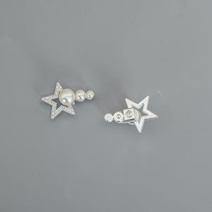 1켤레 탈착식 매력적인 진주 반짝이는 흰색 라인스톤 별 장식 운동화 액세서리 레이스 버클 아연 합금 신발 부츠 스니커즈 캐주얼 신발 레이스 액세서리, 배터리 없음