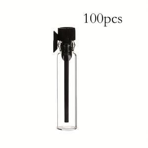 100개입 1ml 유리 스포이드 향수병 남녀공용 투명 패션 향수 리필병 재사용 가능 휴대용 야외 액체 리필병, 해변 야외 여행 비행기 파티 생일 선물로 적합