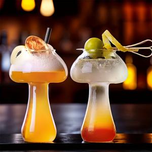 TEMU YUHUPHYLLIC 창의적인 버섯 모양 유리 음료 컵 2개, 내열성 고붕규산 유리, 수탉꼬리 컵, 재사용 가능, 주스, 밀크티 등에 적합, 손세척 전용, 창의적인 파티용 음료 용기