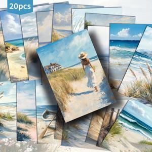 TEMU 20개입 해변 등대 갈매기 해변 풍경 엽서 - 4X6인치 해변 풍경 정크 저널 용지, 클래식 핀업 일러스트레이션, 스크랩북 & 공예용 수집용 장식 그림 카드