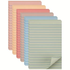 TEMU 빈티지 파스텔 컬러 80매 4x6인치 라인 스티커 메모 - 사무실, 가정, 학교, 주방 및 욕실 정리용 초강력 접착 메모패드