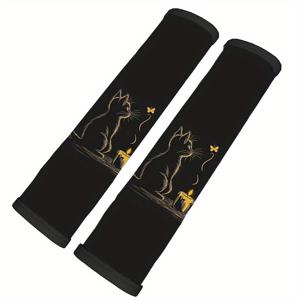 TEMU 1/2개 고양이와 양초 차량 안전벨트 커버, 아트 스타일, 안전벨트용 부드러운 보호 어깨 패드, 여행 가방 및 백팩용 세련된 폴리에스터 섬유 액세서리. 모든 모델에 적합한 스타일리시한 자동차 액세서리