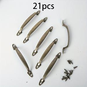 TEMU 21개 브론즈 색상 도어 긴 스트립 철제 손잡이 (손잡이 7개 + 나사 14개), 서랍, 캐비닛, 벽장 캐비닛, 옷장, 보석 상자, 가구 및 손잡이용