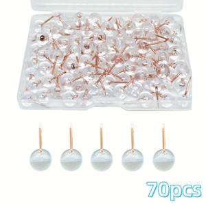TEMU 70개 세트 투명 푸시핀, 볼 헤드 압정, 코르크 핀, 이젤 고정용, 메시지 보드, 사진 벽 DIY 장식용