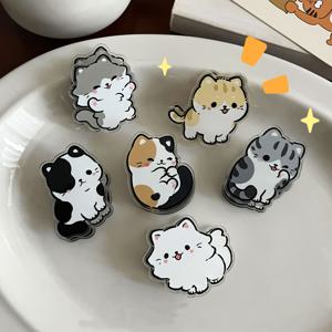 TEMU 귀여운 아기 고양이 반려동물 메모 클립 및 파일 폴더 6개 세트 - 일상적인 종이 고정 및 가방 밀봉용, 반려동물 애호가 및 십대 학생에게 적합, 다양한 사랑스러운 아기 고양이 디자인의 만화 스타일