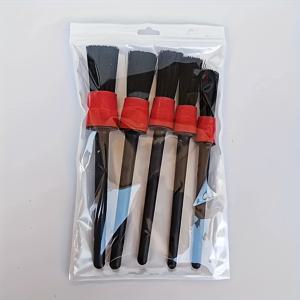 TEMU 자동차 디테일링 브러시 5개 세트, 부드러운 강모 자동차 내부 청소 브러시, 에어벤트, 대시보드, 휠, 시트용 멀티 사이즈 먼지 제거 브러시