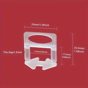 TEMU 1000개 타일 레벨링 시스템 키트 1.0mm/1.5mm/2.0mm/2.5mm/3.0mm 다양한 크기, 플라스틱 타일 설치 클립 전문가용 세라믹 및 스톤 작업 재사용 가능한 바닥재 추가