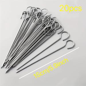 TEMU 바베큐 꼬치 메탈 바베큐 스틱, 20개 스테인리스 스틸 바베큐 픽, 가정용 오븐, 야외 피크닉, 휴대용 바베큐 스틱, 바베큐 꼬치 세트