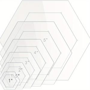 TEMU 6개 아크릴 육각 퀼팅 템플릿 1인치, 1.5인치, 2인치, 3인치, 4인치, 5인치 (1/4인치 접착지 여유 포함), 퀼팅 재봉 공예용 아크릴 퀼팅 템플릿, 어버이날 크리스마스 추수감사절 새해 선물